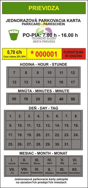 jednorázová parkovacia karta (vzor)